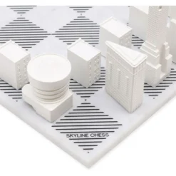 New York City Edition Acrylic Chess Set with Marble Hatch Board