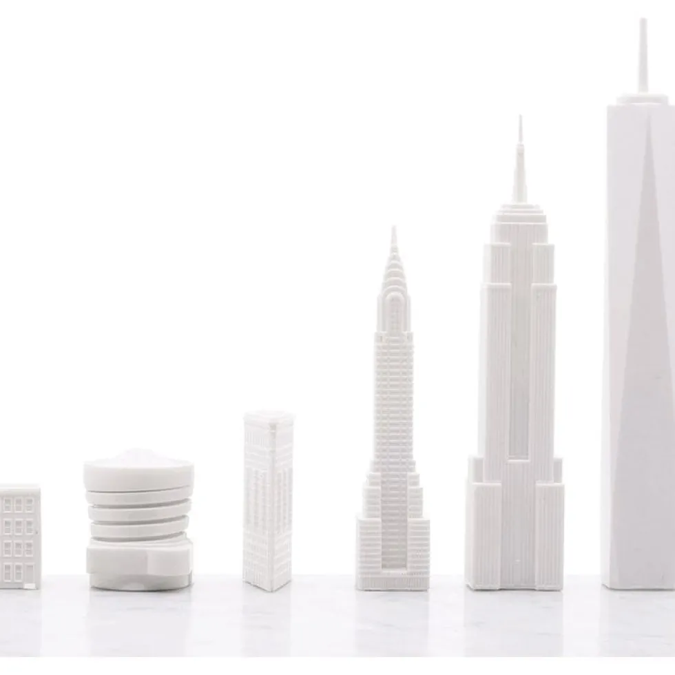 New York City Edition Acrylic Chess Set with Wood Map Board