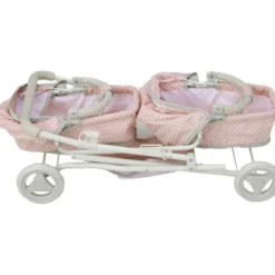 Olivia's Little World Polka Dot Princess Baby Doll Twin Bassinet Stroller