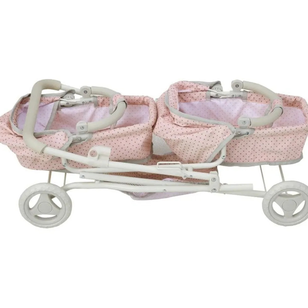 Olivia's Little World Polka Dot Princess Baby Doll Twin Bassinet Stroller