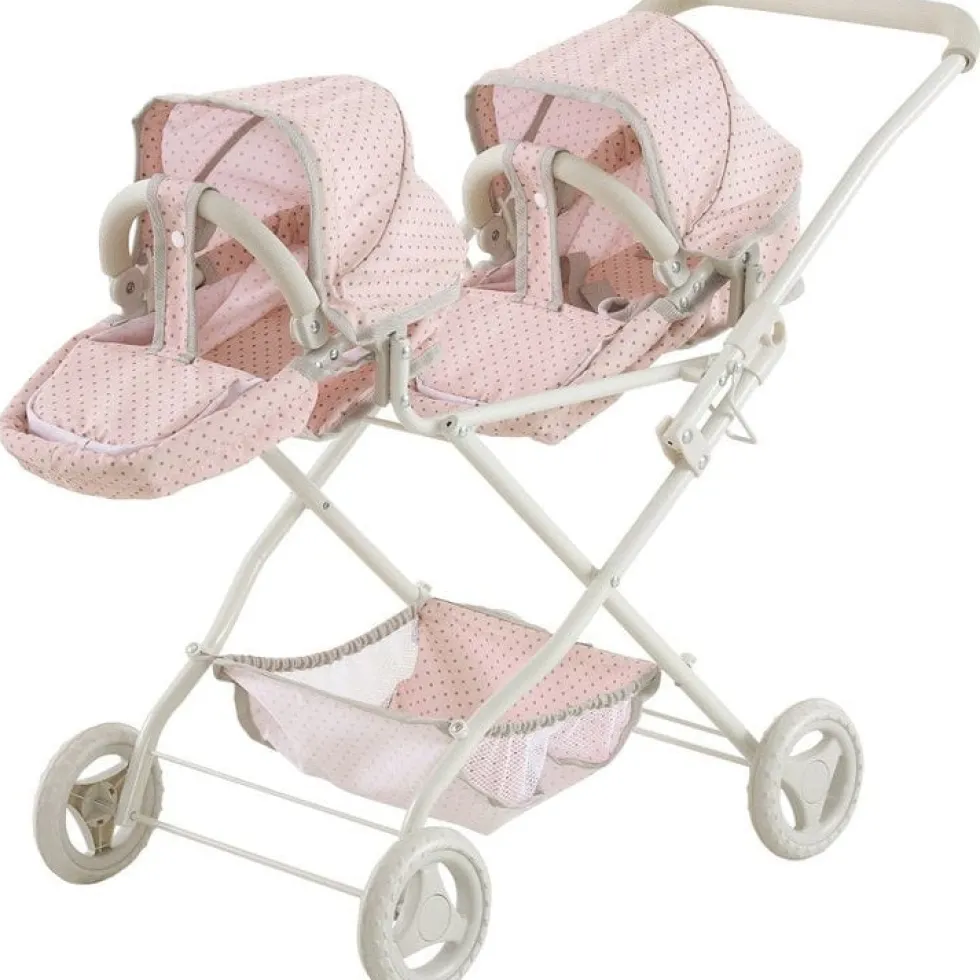 Olivia's Little World Polka Dot Princess Baby Doll Twin Bassinet Stroller