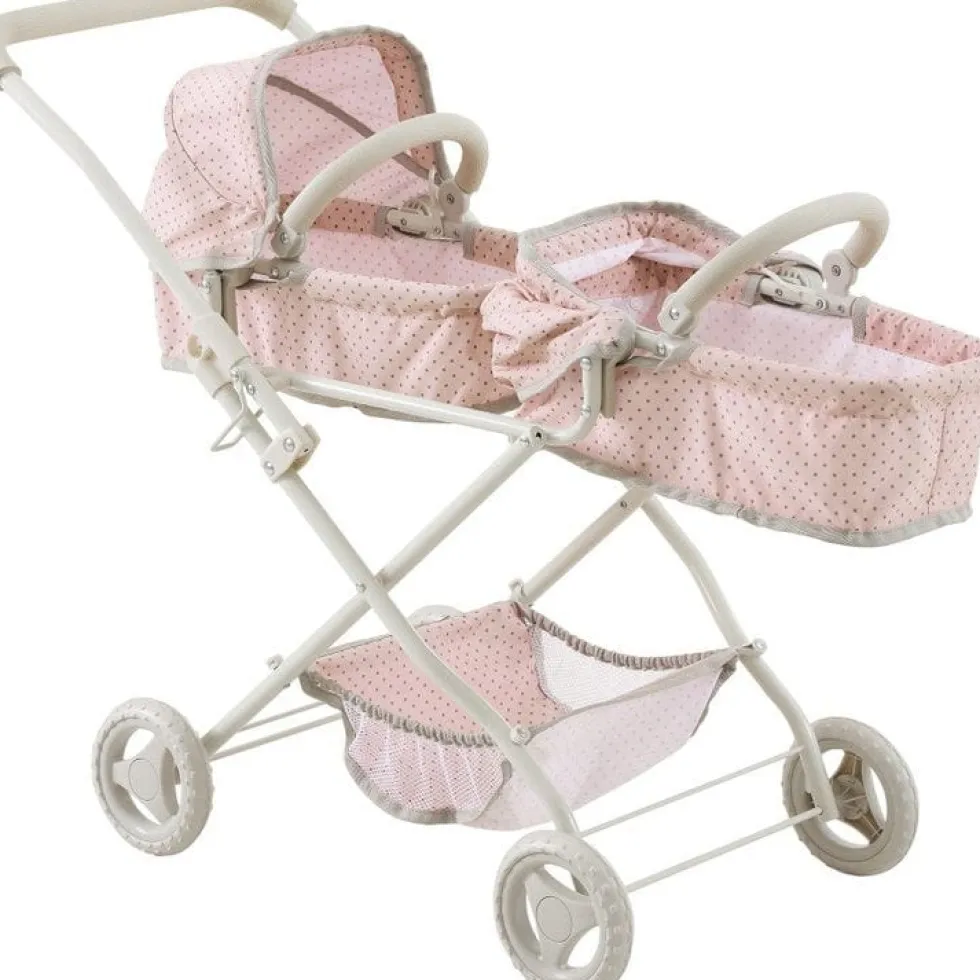 Olivia's Little World Polka Dot Princess Baby Doll Twin Bassinet Stroller