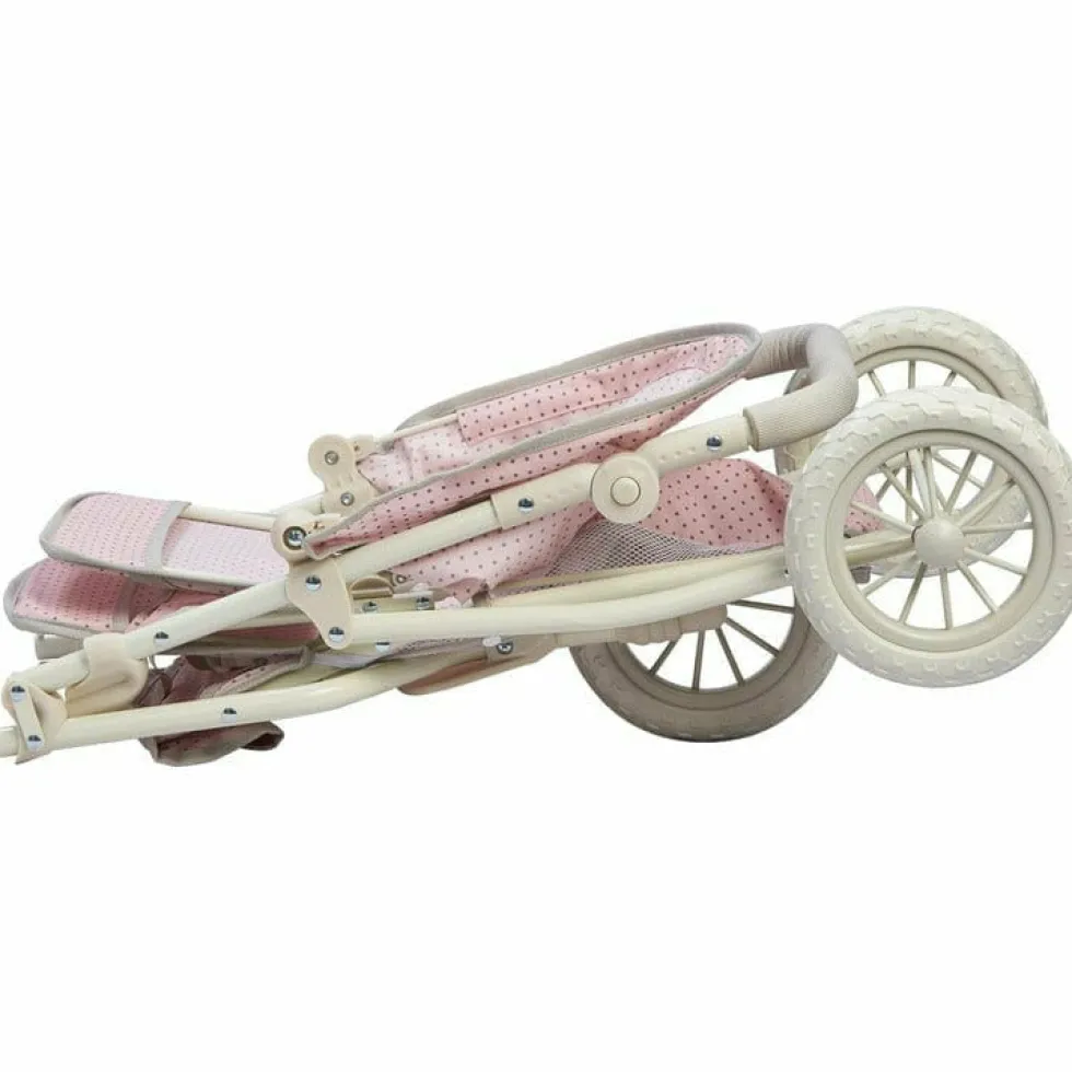 Olivia's Little World - Polka Dots Princess Baby Doll Twin Jogging Stroller - Pink & Grey