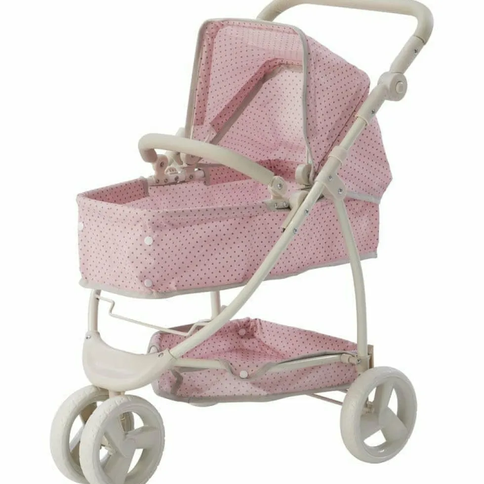 Olivia's Little World - Polka Dots Princess 2-in-1 Baby Doll Stroller - Pink/Gray