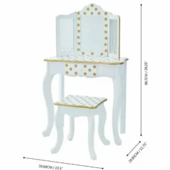 Polka Dot Gisele Play Vanity Set - White/Gold