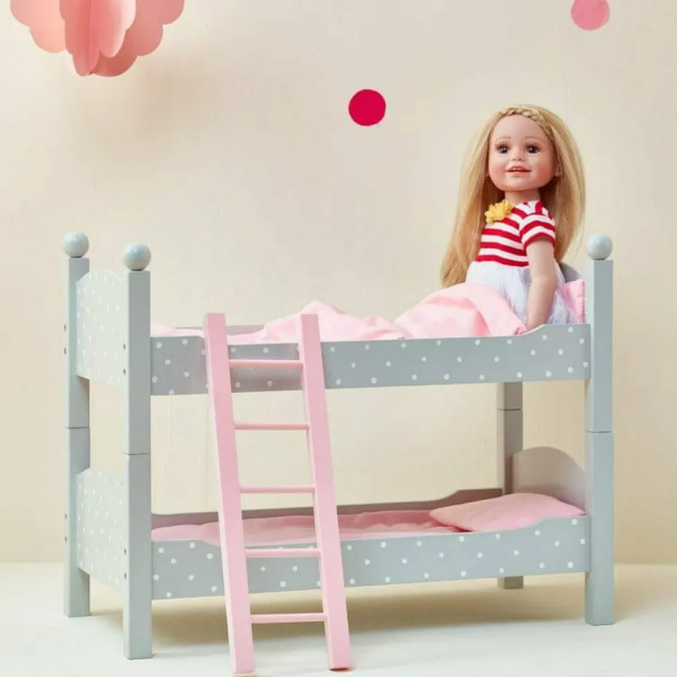 Polka Dots Princess Double Bunk Bed for 18" Dolls - Gray