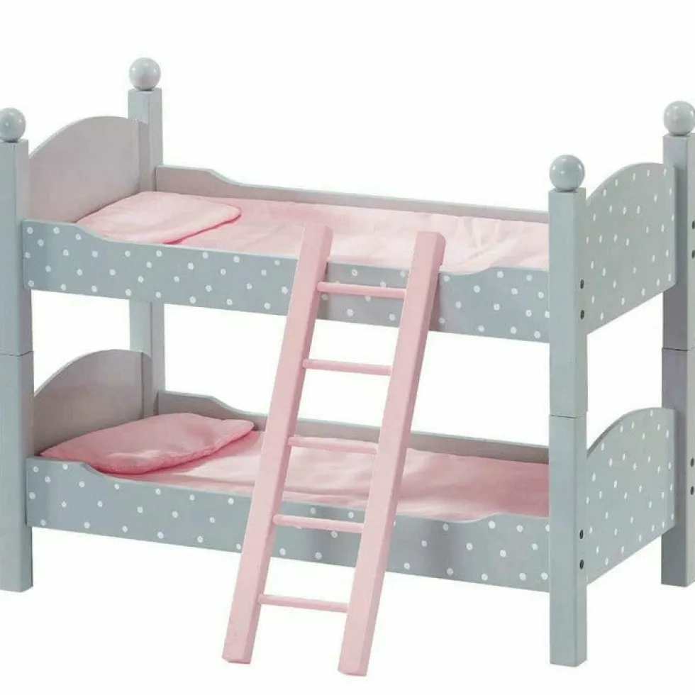 Polka Dots Princess Double Bunk Bed for 18" Dolls - Gray