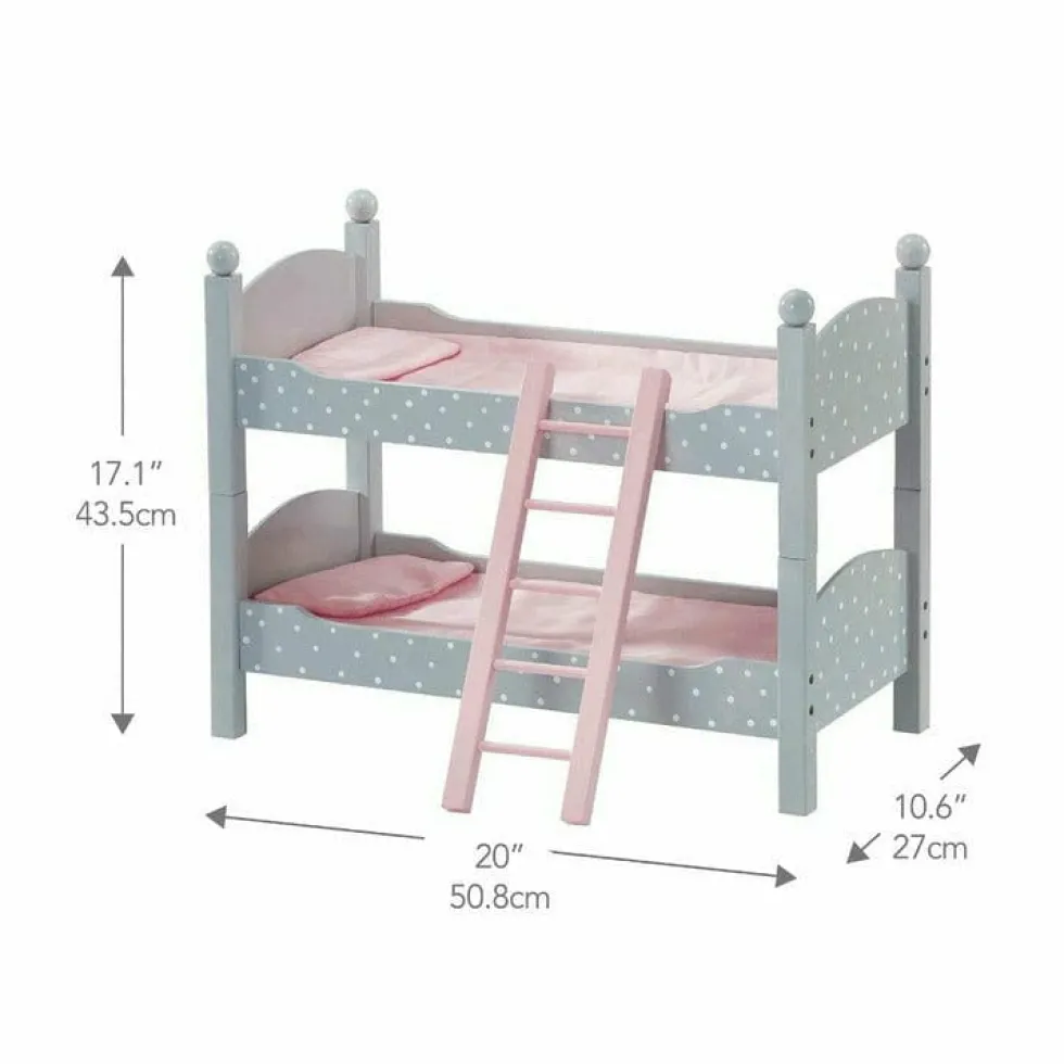 Polka Dots Princess Double Bunk Bed for 18" Dolls - Gray