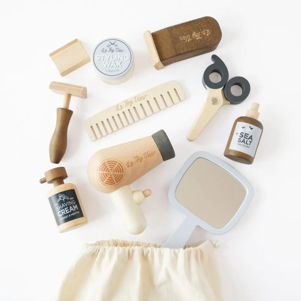 Pretend Play Wooden Hairdresser & Barber Kit - 12 Pieces