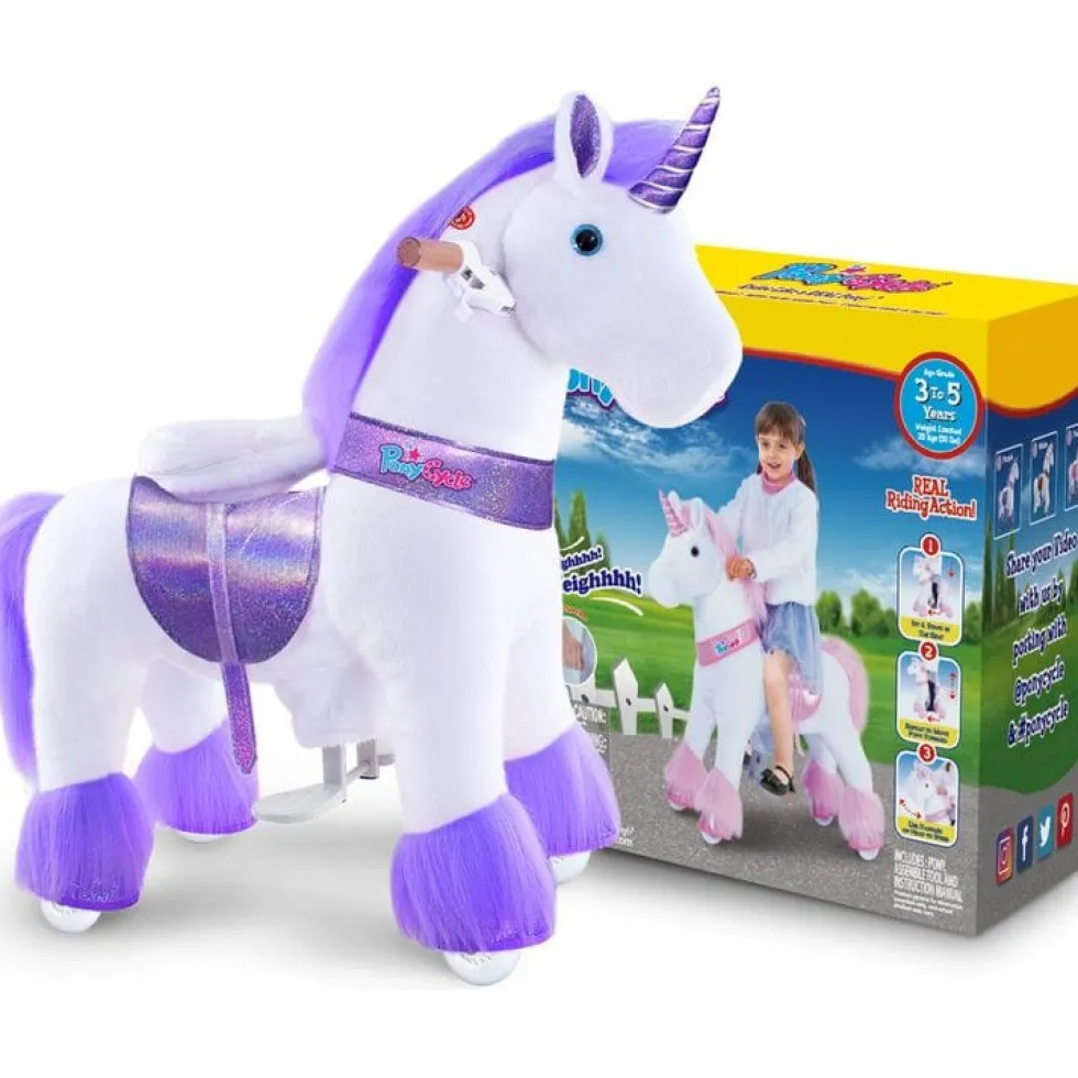 Purple Model U Ride-On Unicorn - 4-7 Years