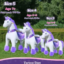 Purple Model U Ride-On Unicorn- 3-4 Years