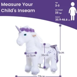 Purple Model X Ride-On Unicorn - 3-4 Years