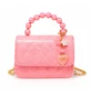 Quilted BFF Blossom Pearl Handle Handbag - Bubblegum