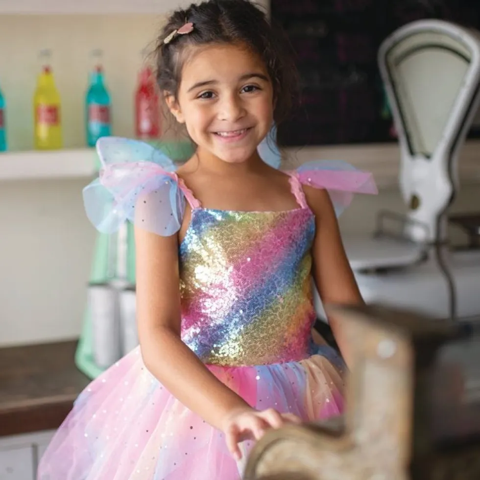 Rainbow Fairy Dress & Wings - Size 7-8 Years