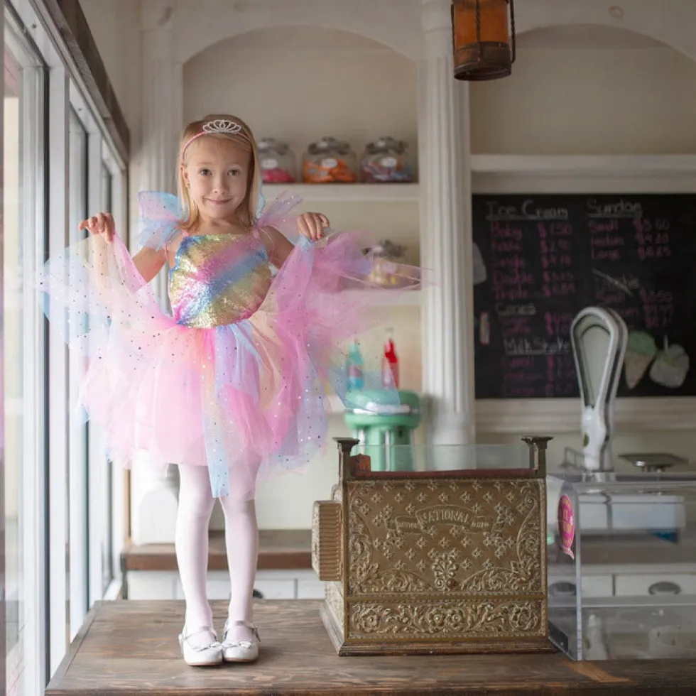 Rainbow Fairy Dress & Wings - Size 3-4