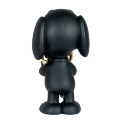 Snoopy Matte Black Figure with Chrome Gold Heart - 21.6"