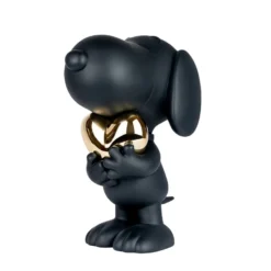 Snoopy Matte Black Figure with Chrome Gold Heart - 21.6