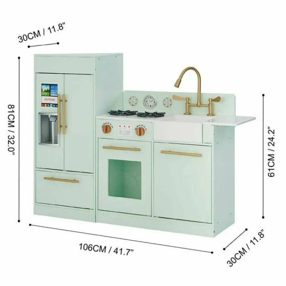 Teamson Kids Little Chef Charlotte 2-Piece Modular Wooden Play Kitchen, Mint