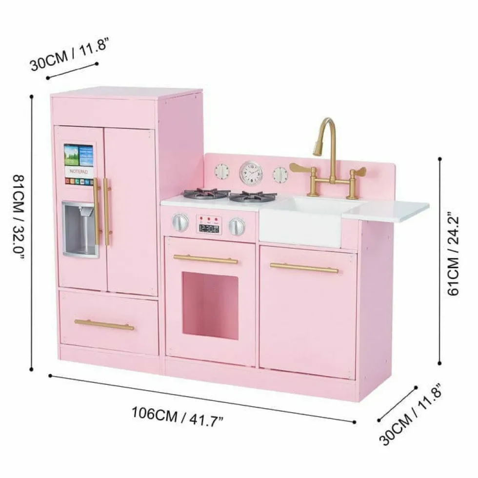 Teamson Kids Little Chef Charlotte 2-Piece Modular Wooden Play Kitchen, Pink