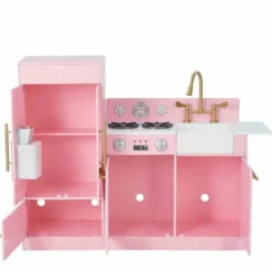 Teamson Kids Little Chef Charlotte 2-Piece Modular Wooden Play Kitchen, Pink