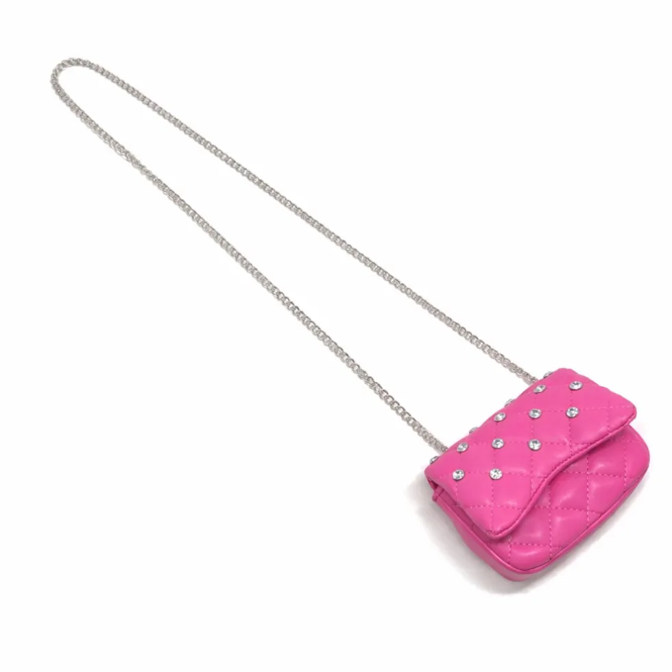 Tiny Crystal Stud Handbag - Hot Pink