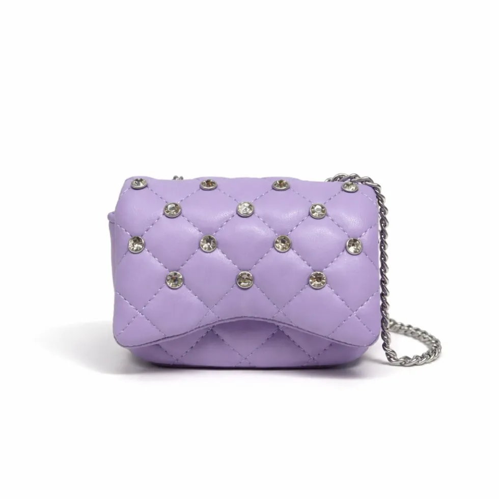 Tiny Crystal Stud Handbag - Lavender