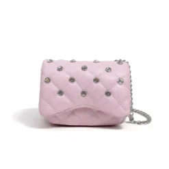 Tiny Crystal Stud Handbag - Pink