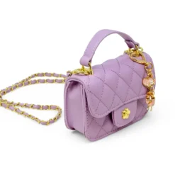 Tiny Quilted Ballet Charm Handbag - Purple