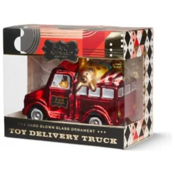 Toy Delivery Truck Glass Ornament