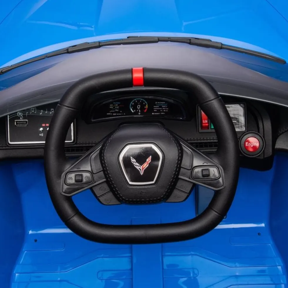 12V Corvette C8 1-Seater Ride On Car - Blue