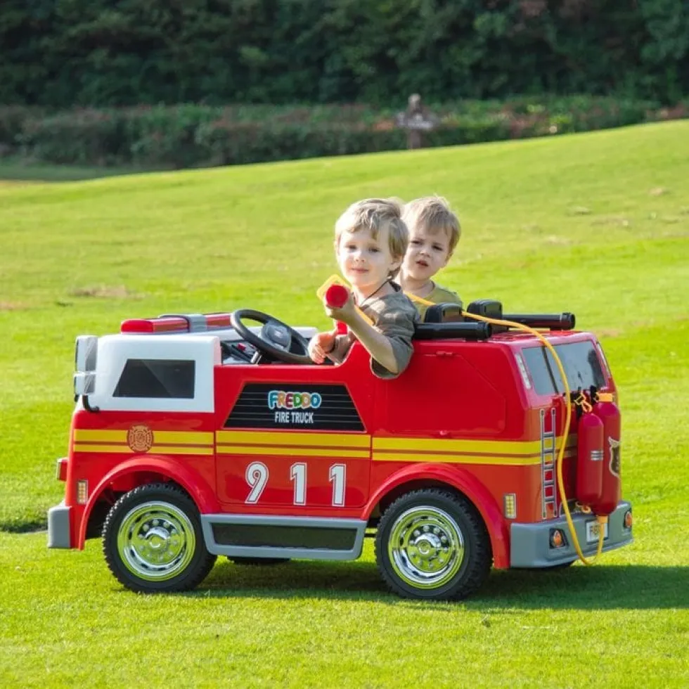 24V Freddo Fire Truck 2-Seater Ride on - Red
