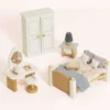 Wooden Dollhouse Bedroom Furniture Set - 19 Pieces