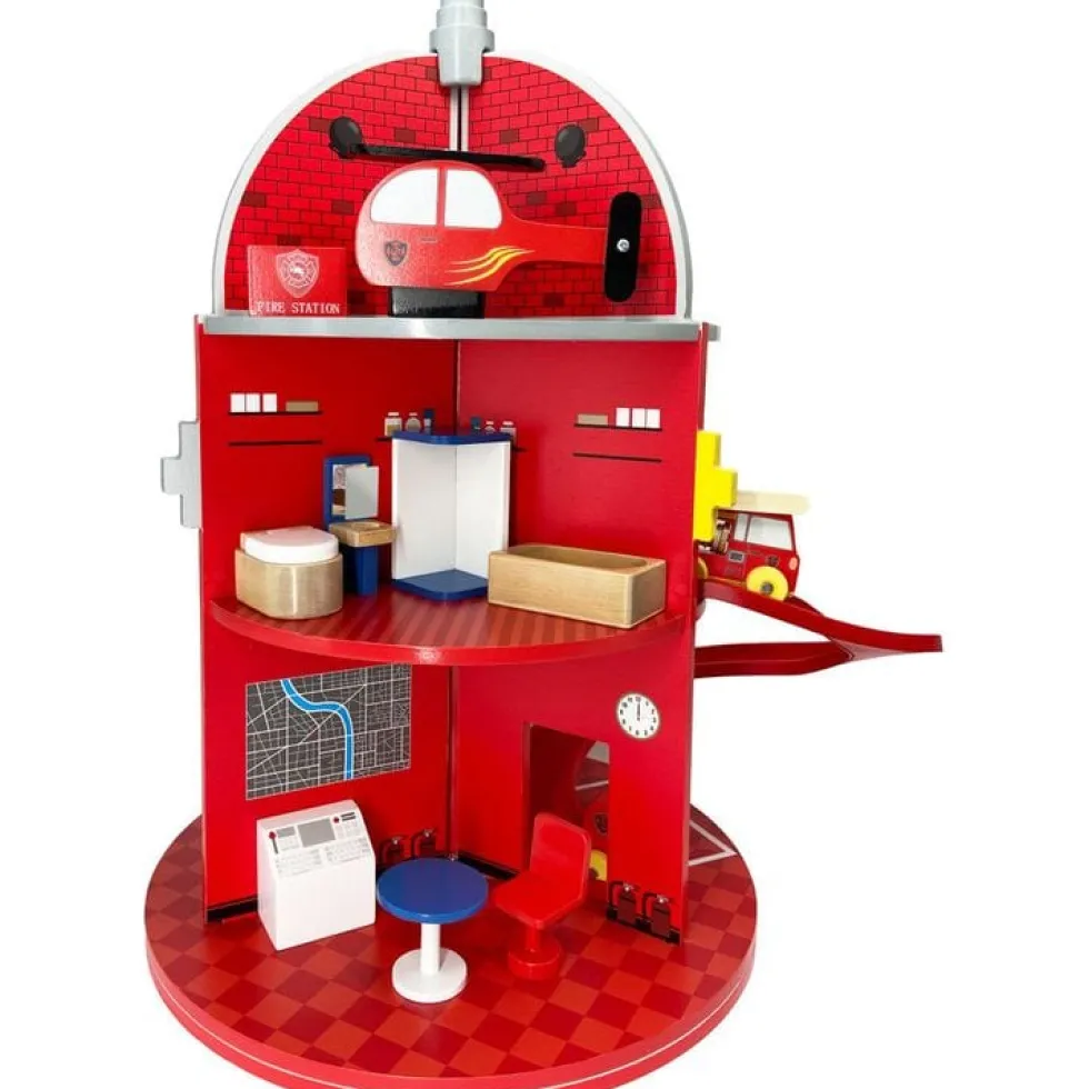 Wooden Fire Station Playset
