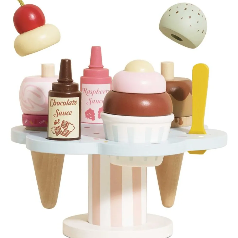 Wooden Ice Cream Stand & Toppings