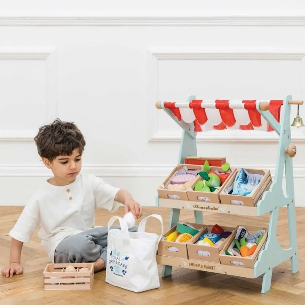 Wooden Market Stall & Fruit Play Food Crate