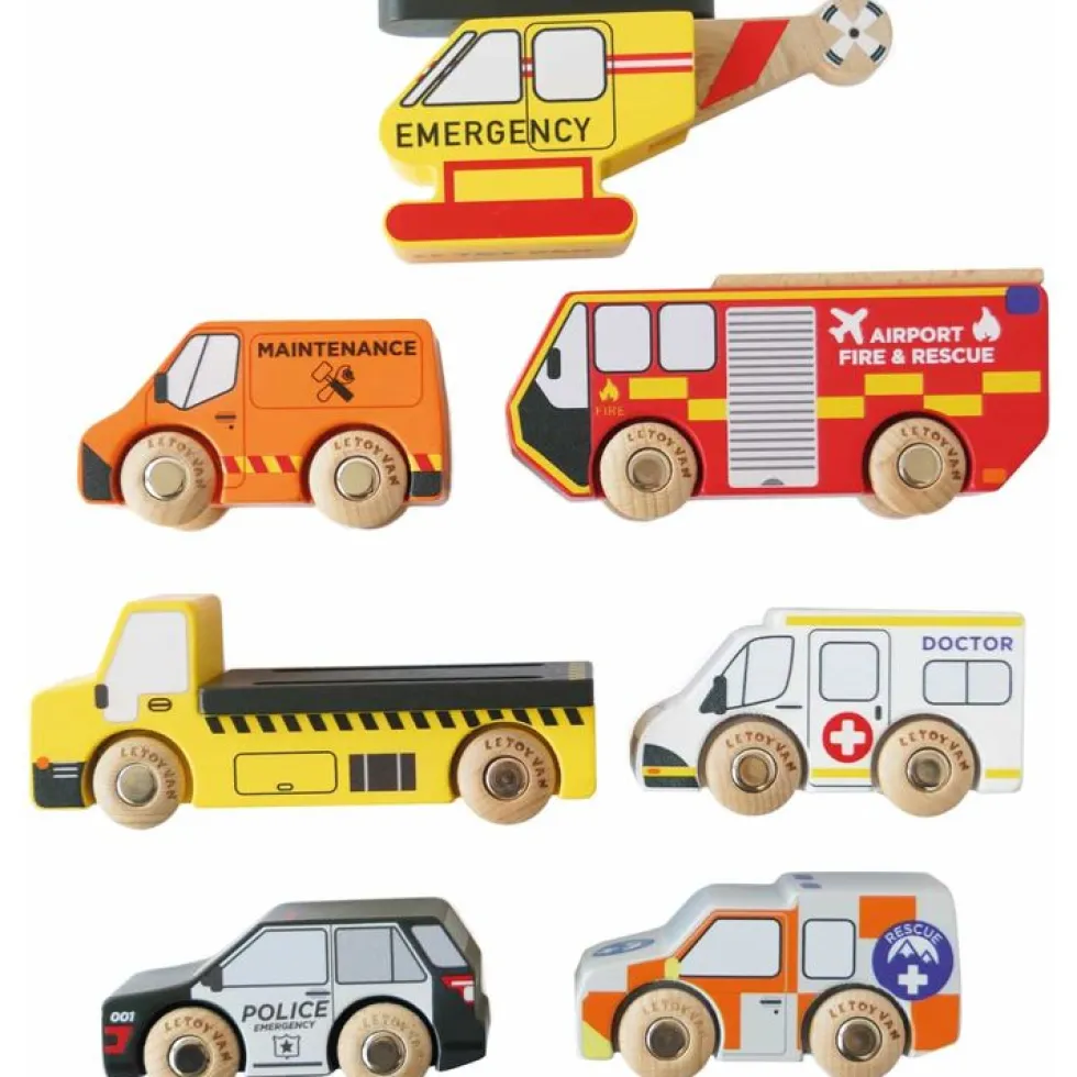 Wooden Set of 7 Emergency Vehicles