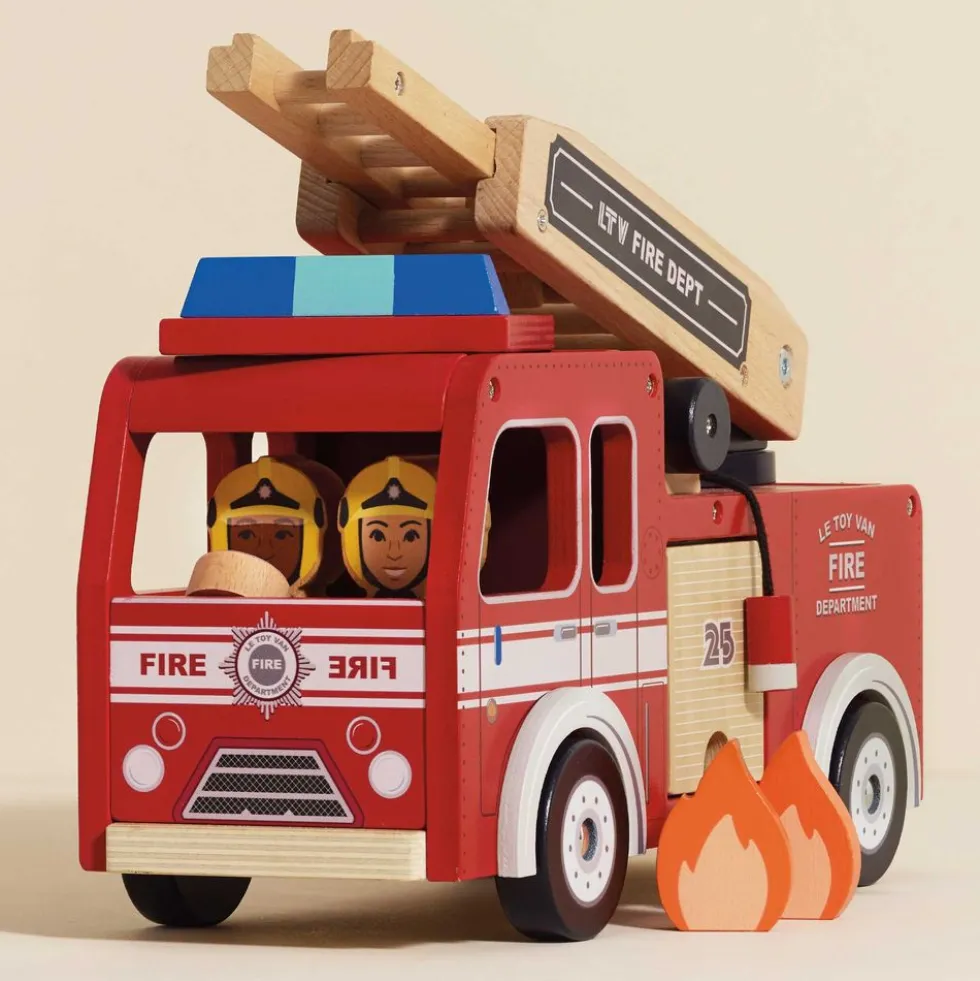 Wood Fire Engine with Firefighters