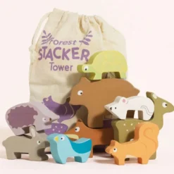 Woodland Stacking Forest Animals & Bag - 10 Pieces